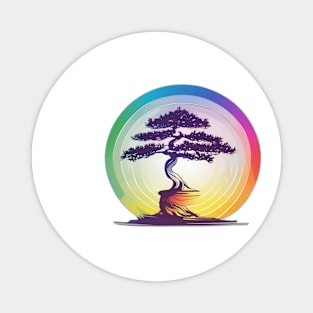 Vibrant Bonsai Tree Silhouette Art No. 560 Magnet